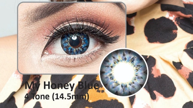 MY HONEY BLUE- 4 TONE- NO POWER SOFT CONTACT LENSES