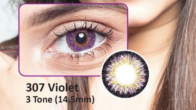 307 VIOLET- 3 TONE- NO POWER SOFT CONTACT LENSES