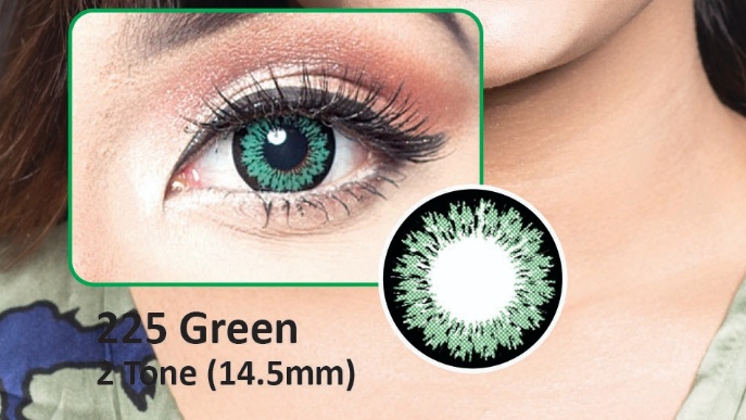225 GREEN- 2TONE- NO POWER SOFT CONTACT LENSES