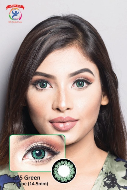225 GREEN- 2TONE- NO POWER SOFT CONTACT LENSES