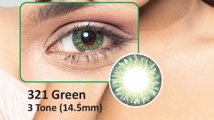 321 GREEN- 3TONE- NO POWER SOFT CONTACT LENSES