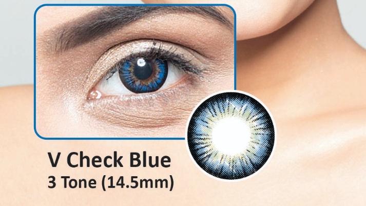 V CHECK BLUE- 3TONE- NO POWER SOFT CONTACT LENSES