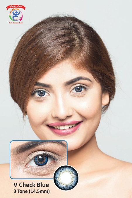 V CHECK BLUE- 3TONE- POWER SOFT CONTACT LENSES