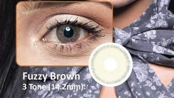 FUZZY BROWN - 3TONE- NO POWER SOFT CONTACT LENSES