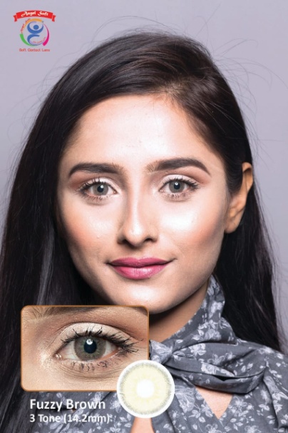 FUZZY BROWN - 3TONE- NO POWER SOFT CONTACT LENSES