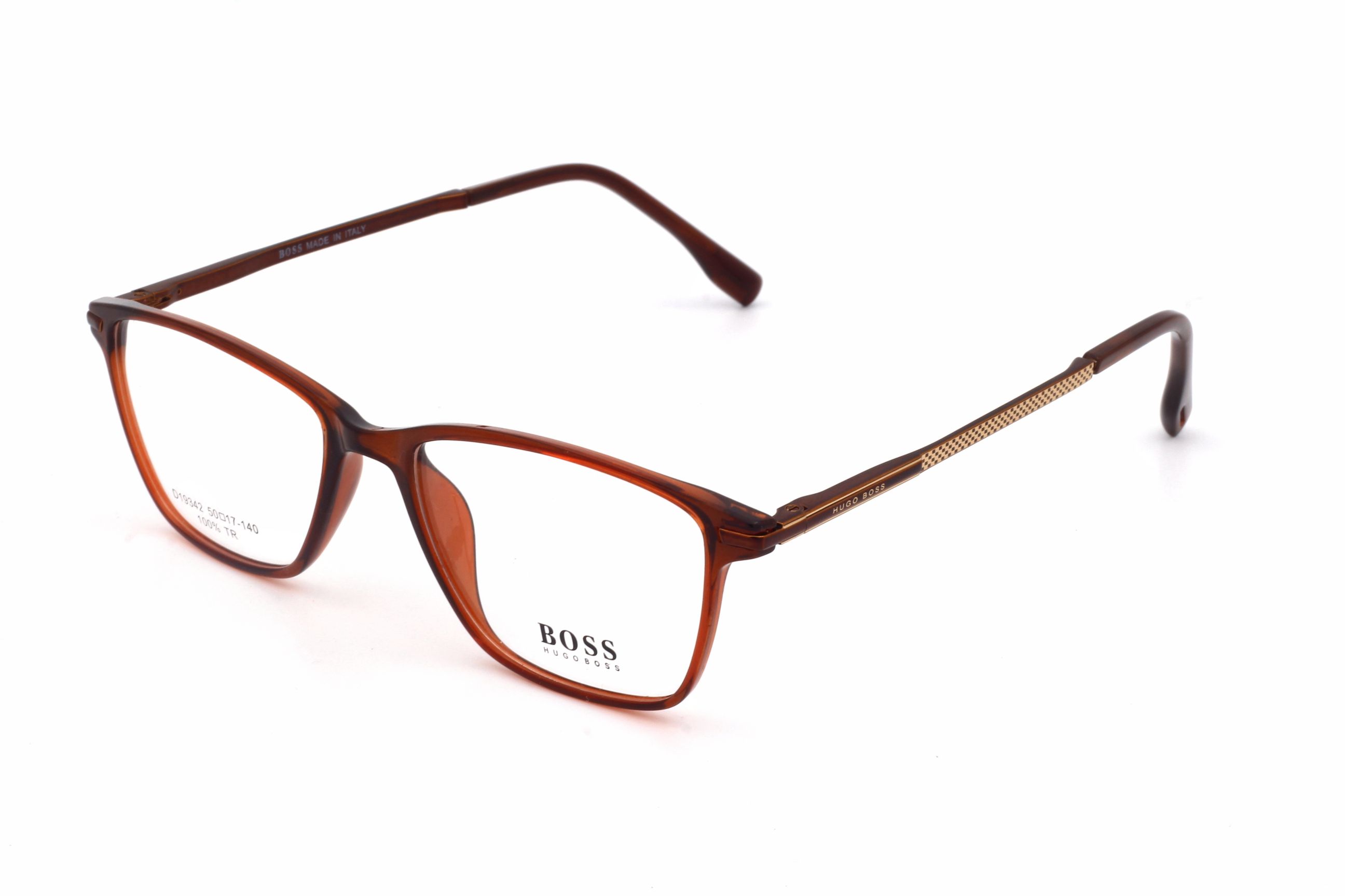 BOSS-BROWN-RECTANGLE-MEN'S PREMIUM EYEGLASSES