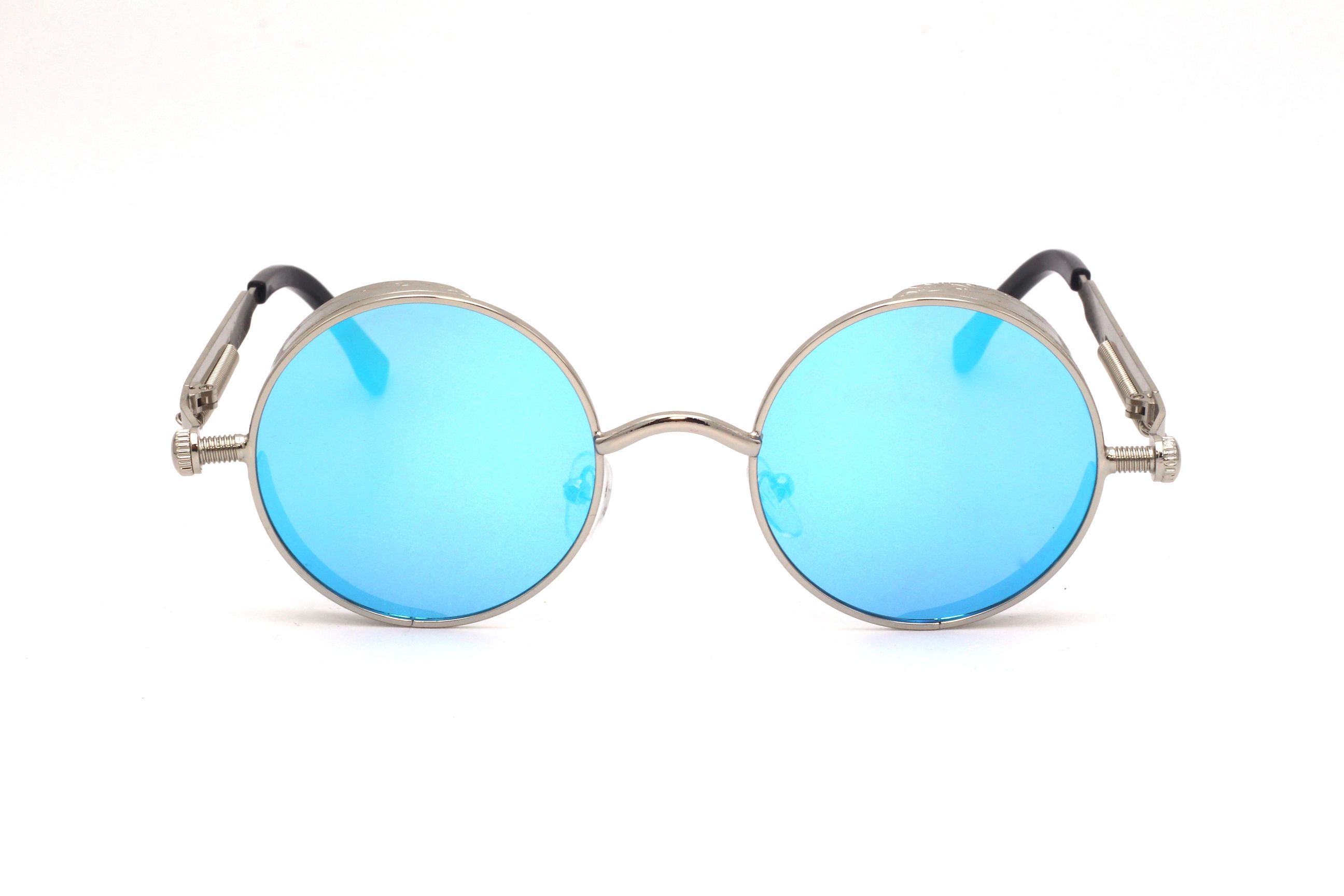 SKY BLUE-ROUND-MEN'S SUNGLASSES