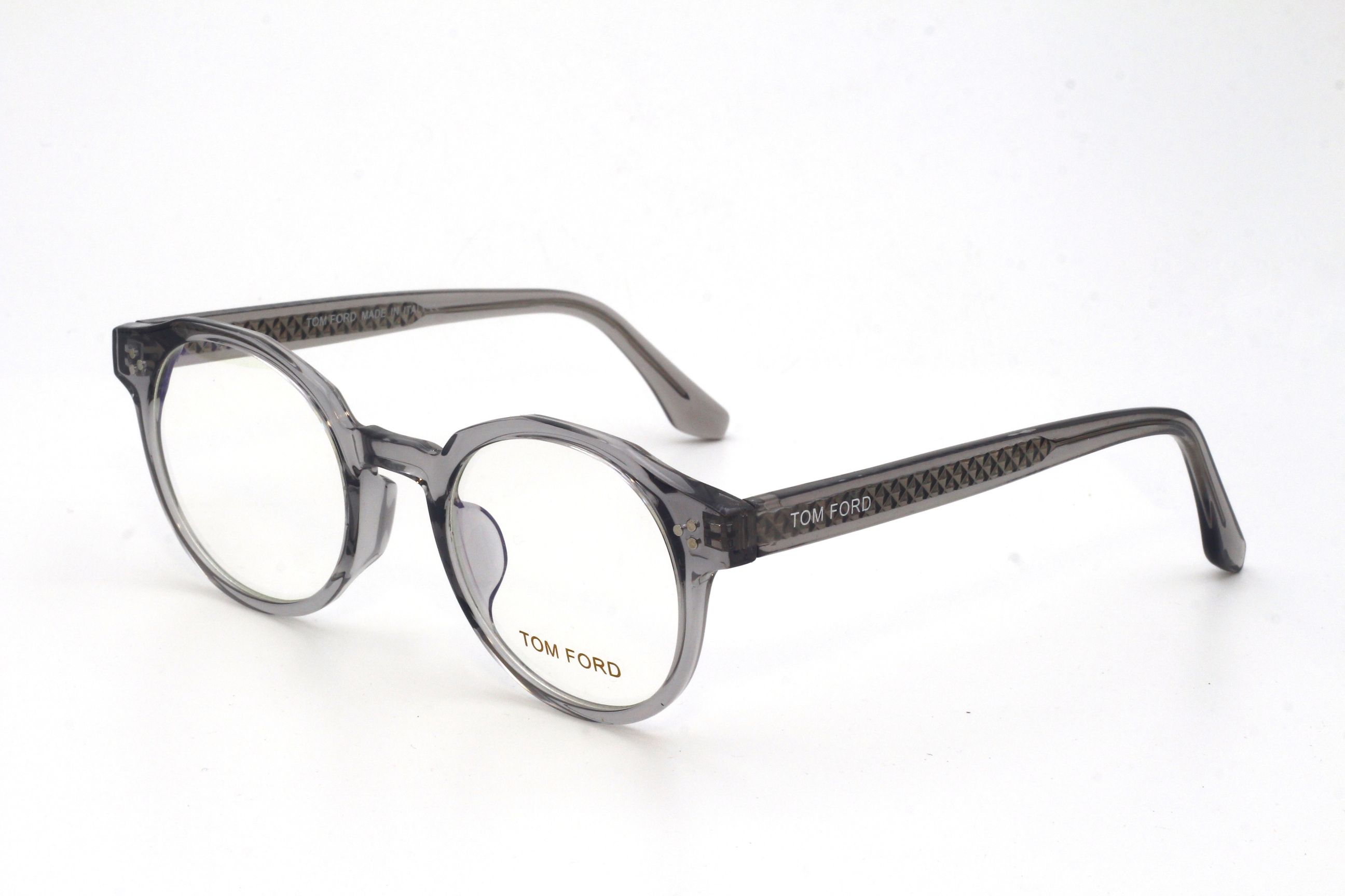 TRANSPARENT ASH-ROUND-MEN'S EYEGLASSES